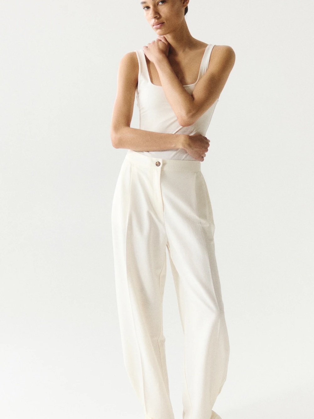 H&M linen blend Wide-Leg Trousers
